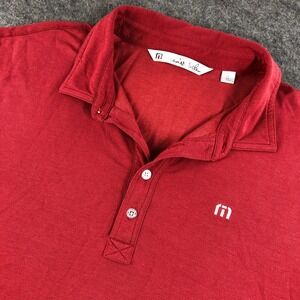 TravisMathew Mens L Red Short Sleeve Golf Casual Polo Shirt